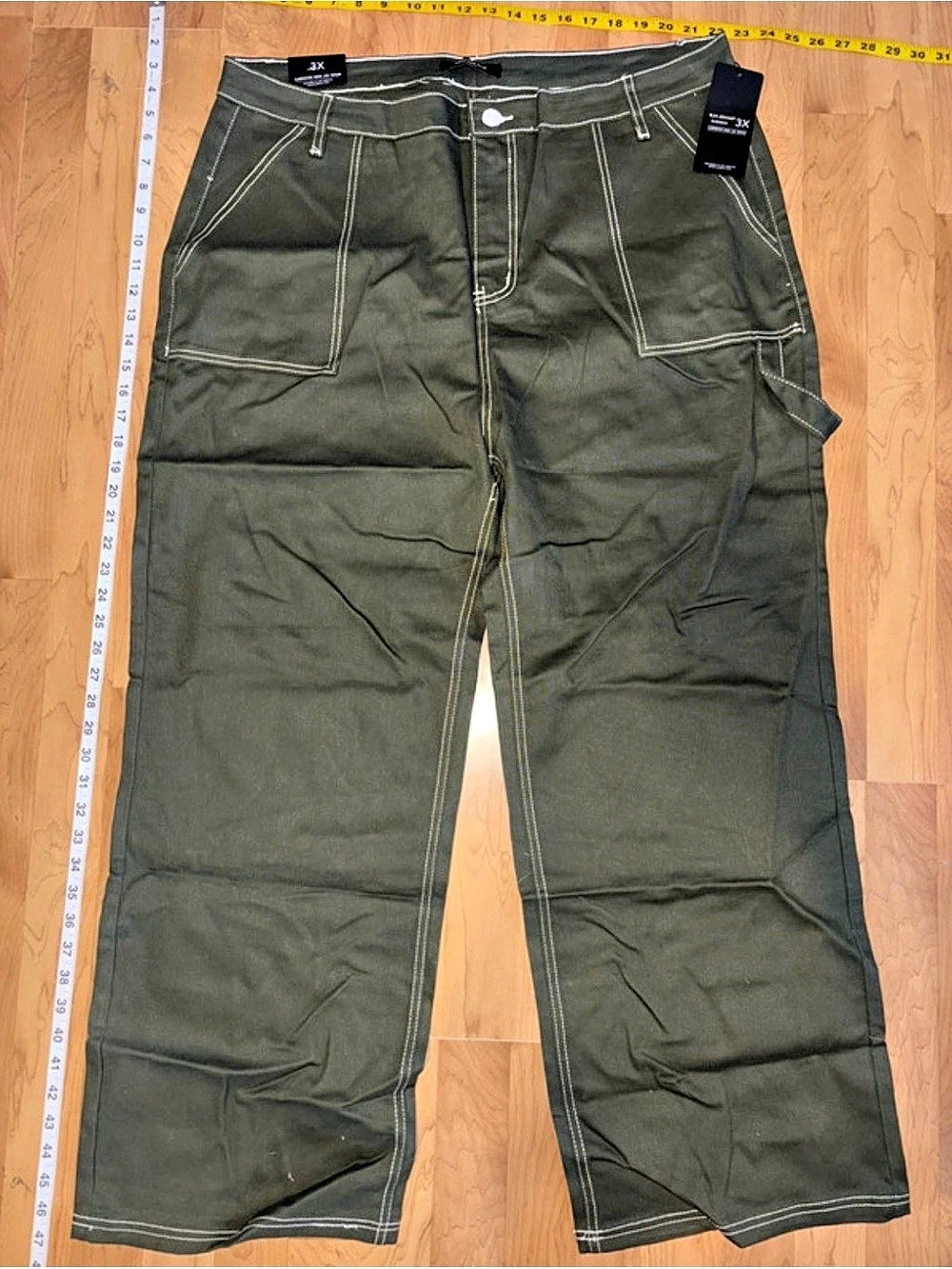 American Bazi Carpenter Wide Leg Denim Olive Pants 3X